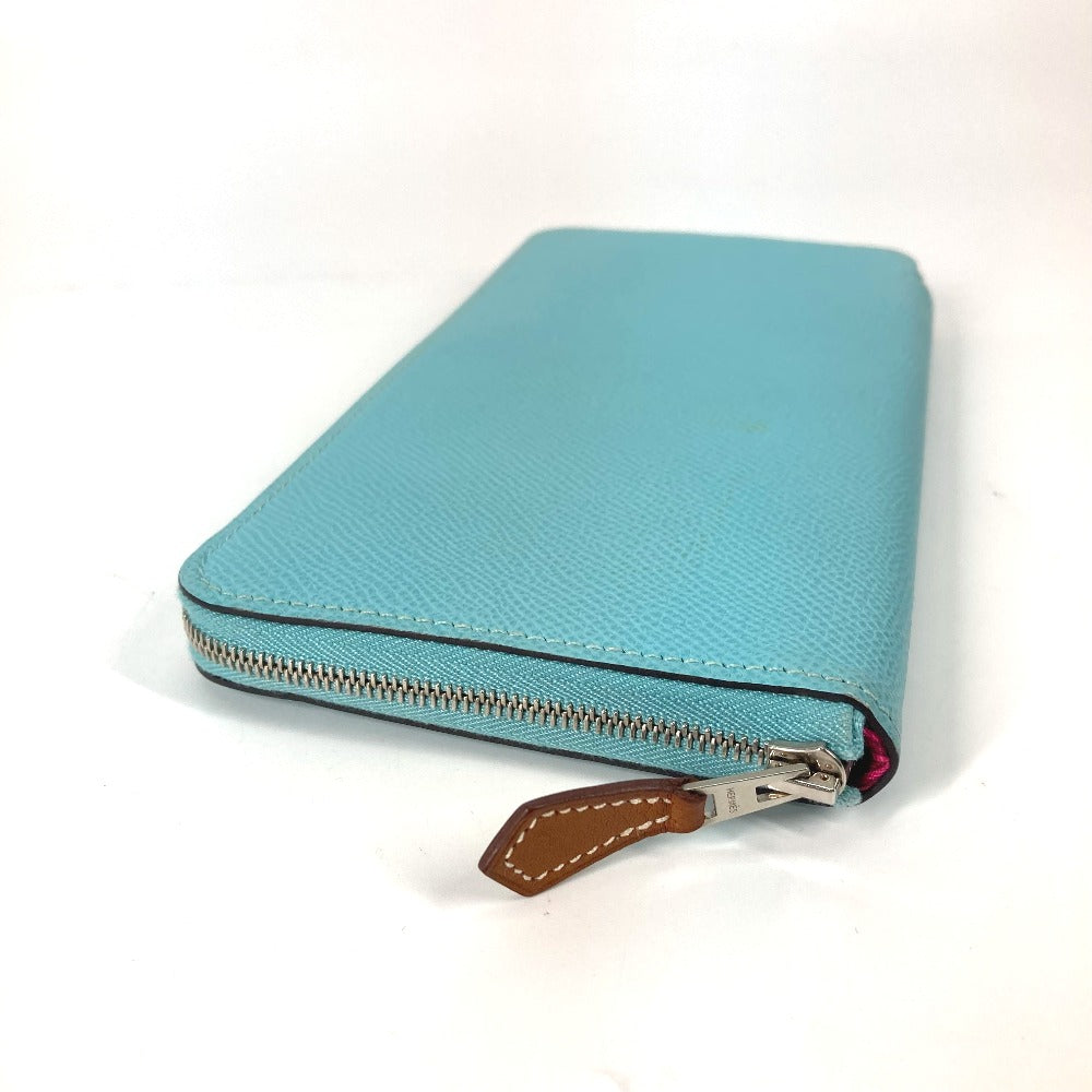 HERMES Long Wallet Purse Epsom blue Azap Long Silk in Women Used