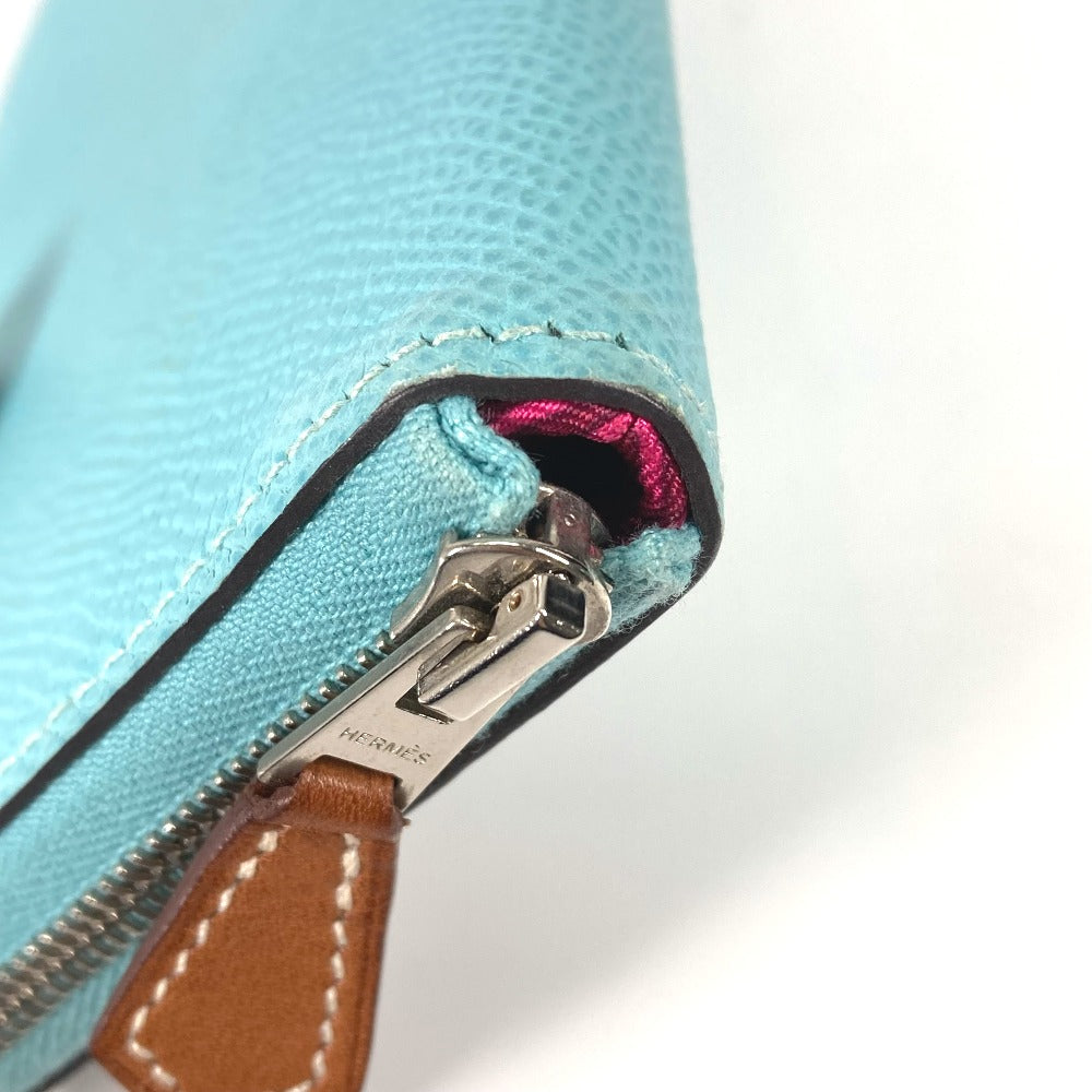 HERMES Long Wallet Purse Epsom blue Azap Long Silk in Women Used