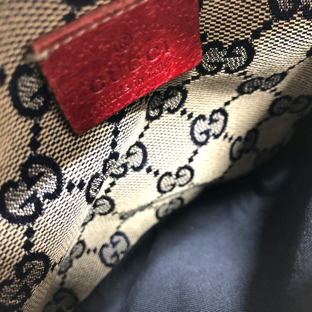GUCCI Waist bag 28566 Leather / canvas Navy GG Belt bag mens Secondhand