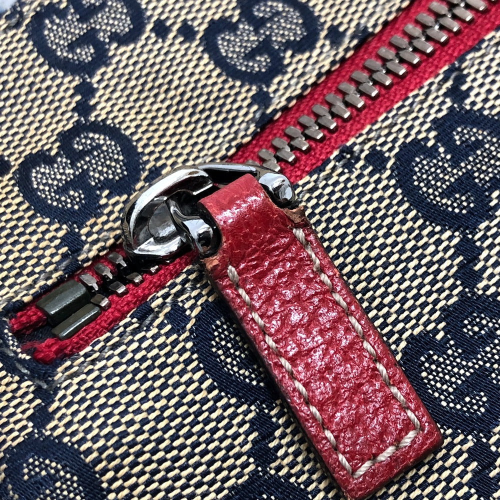 GUCCI Waist bag 28566 Leather / canvas Navy GG Belt bag mens Secondhand