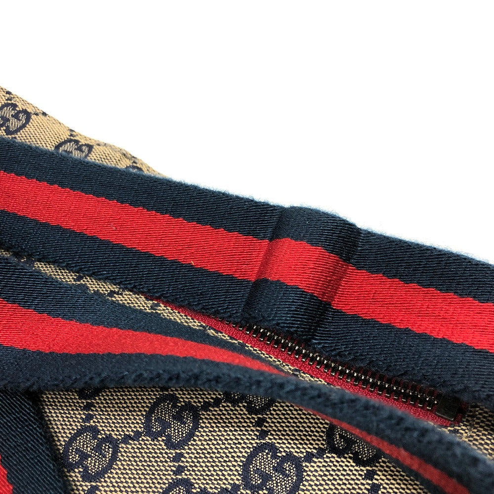 GUCCI Waist bag 28566 Leather / canvas Navy GG Belt bag mens Secondhand