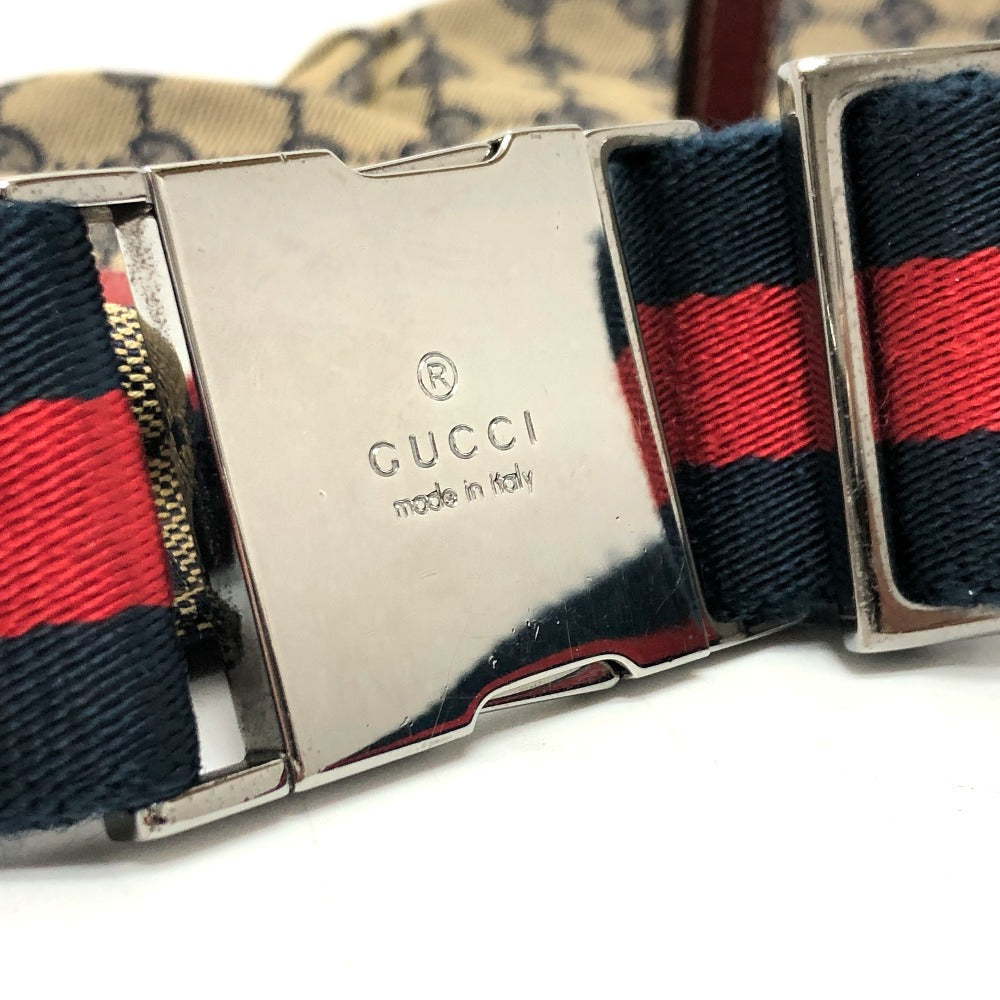 GUCCI Waist bag 28566 Leather / canvas Navy GG Belt bag mens Secondhand