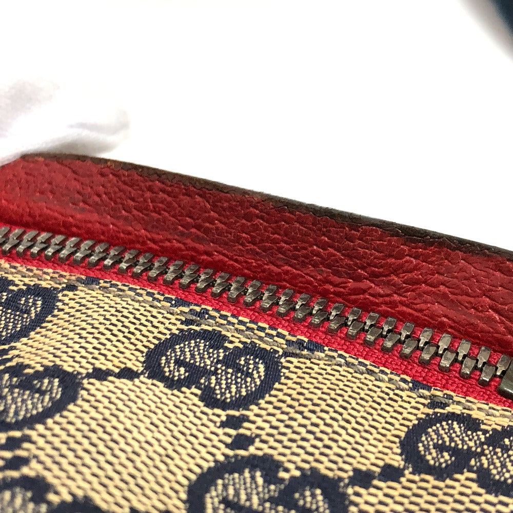 GUCCI Waist bag 28566 Leather / canvas Navy GG Belt bag mens Secondhand