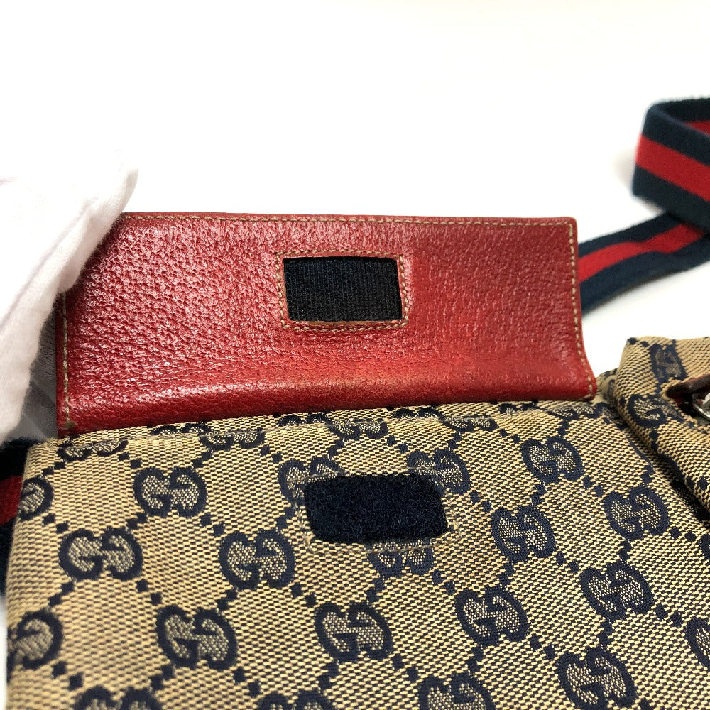 GUCCI Waist bag 28566 Leather / canvas Navy GG Belt bag mens Secondhand