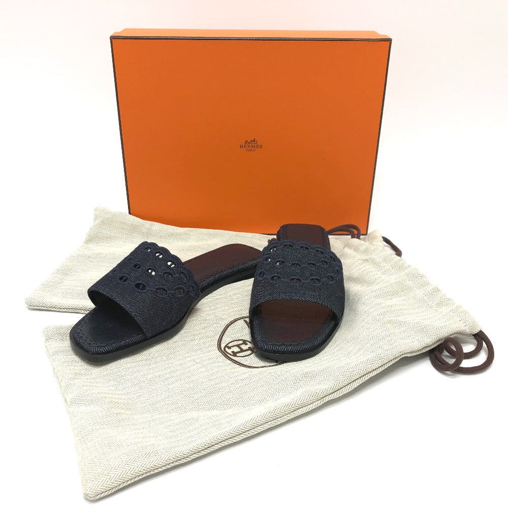 HERMES Sandals denim Navy Gael Chene Dunkle 35