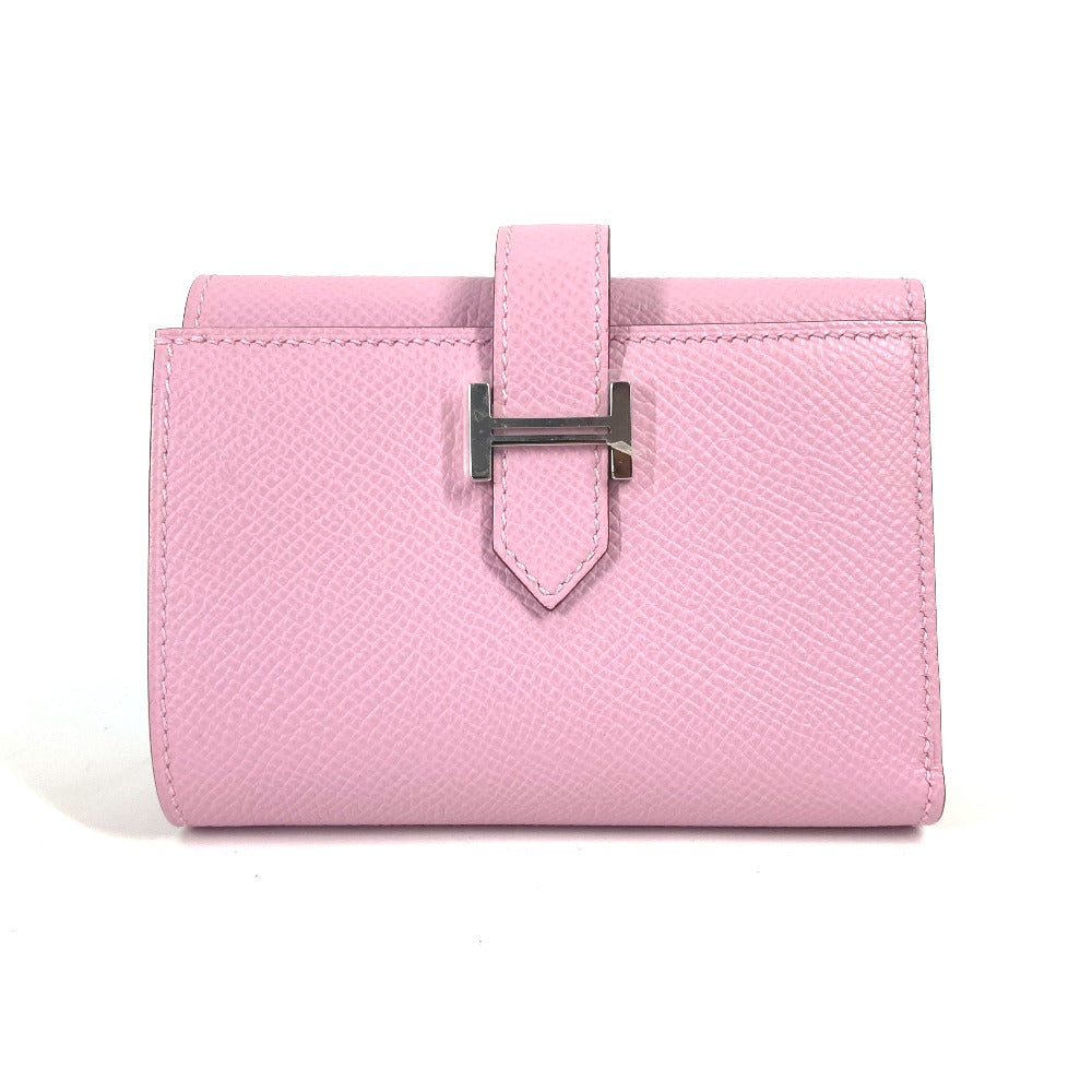 HERMES Trifold wallet Epsom pink Bearn combine