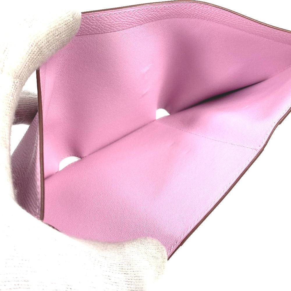HERMES Trifold wallet Epsom pink Bearn combine