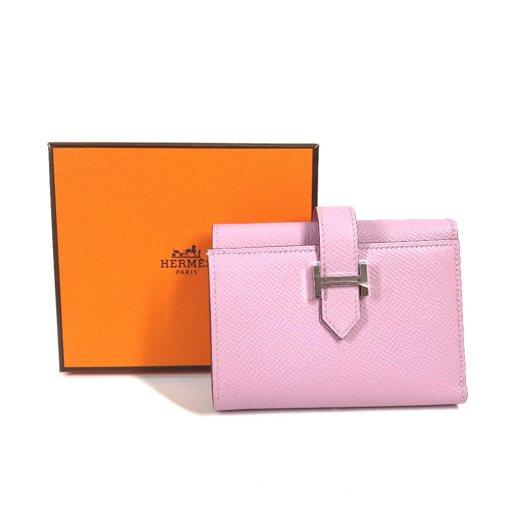 HERMES Trifold wallet Epsom pink Bearn combine