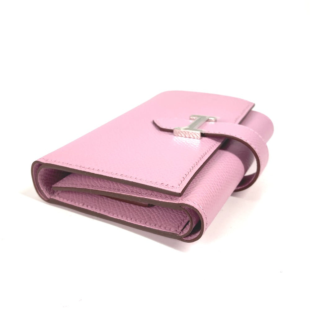 HERMES Trifold wallet Epsom pink Bearn combine