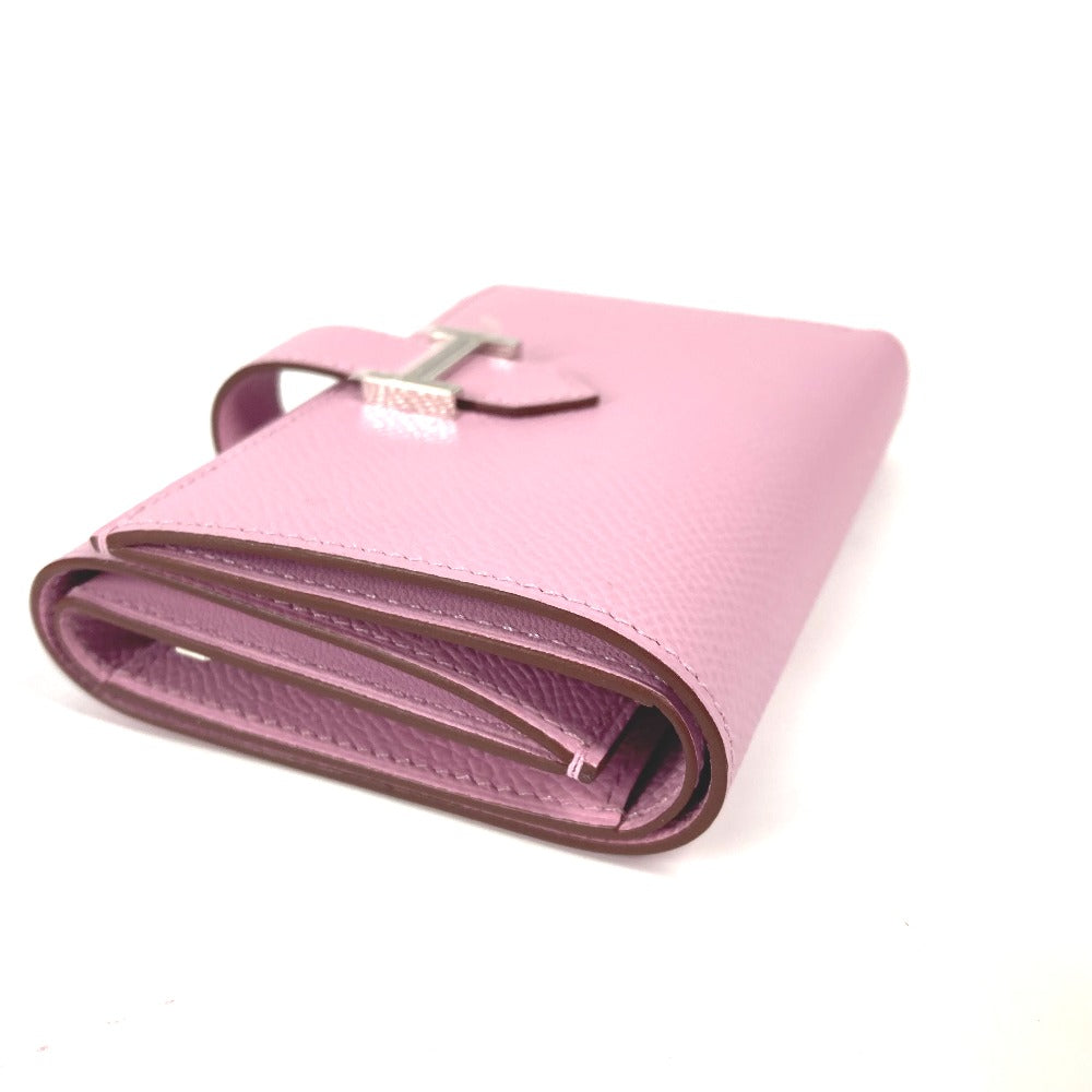 HERMES Trifold wallet Epsom pink Bearn combine