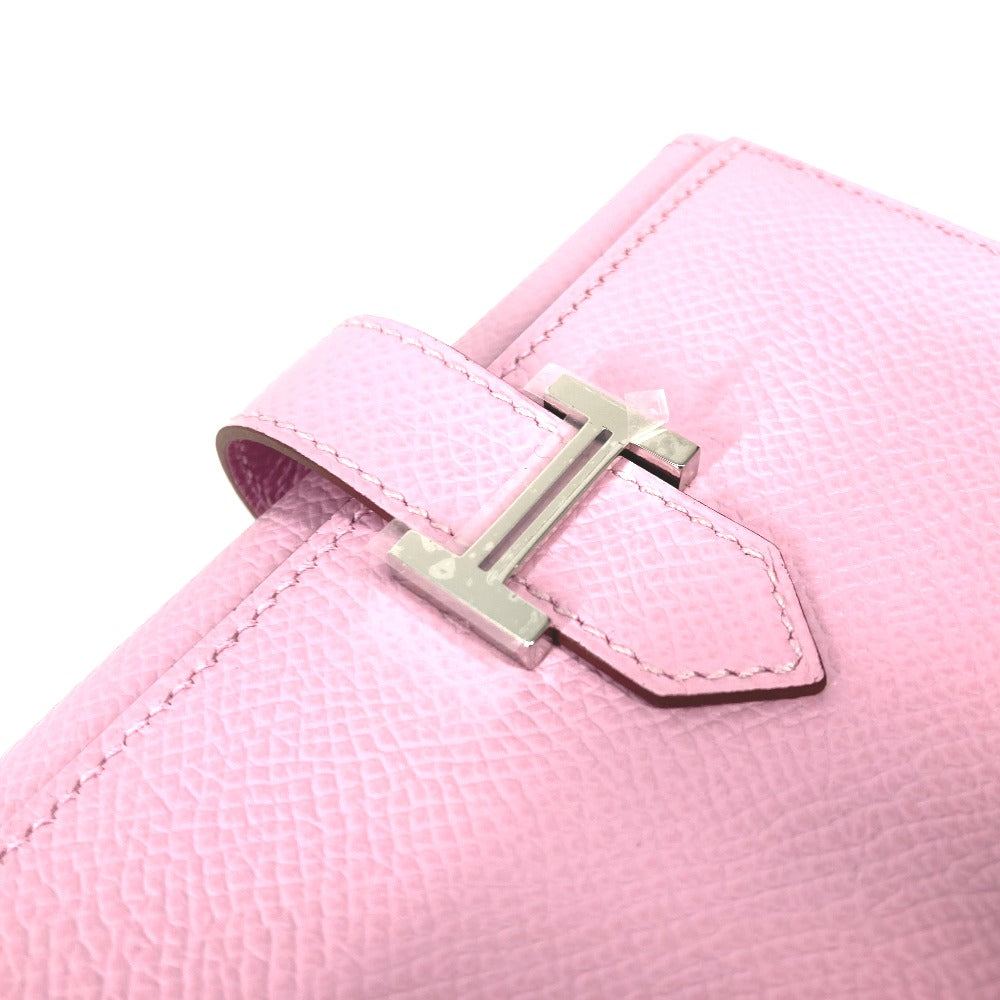 HERMES Trifold wallet Epsom pink Bearn combine