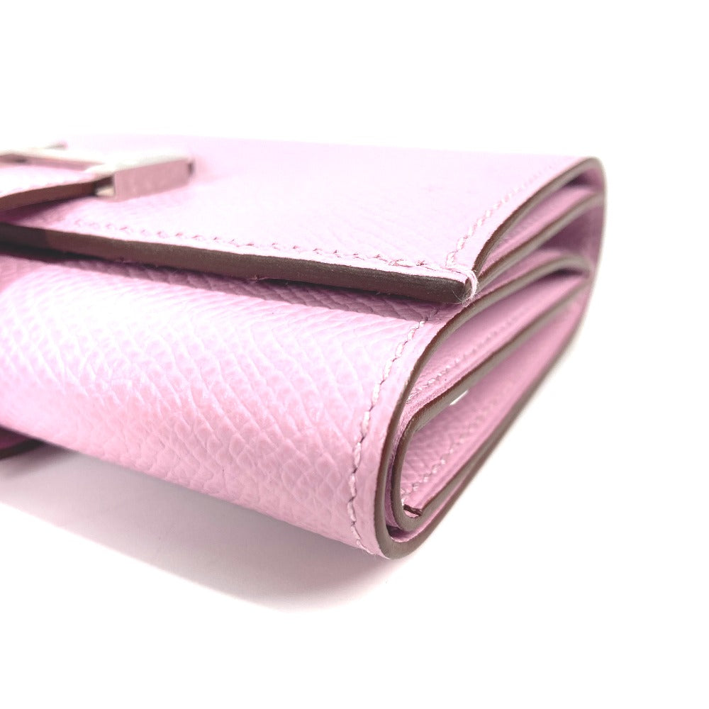 HERMES Trifold wallet Epsom pink Bearn combine