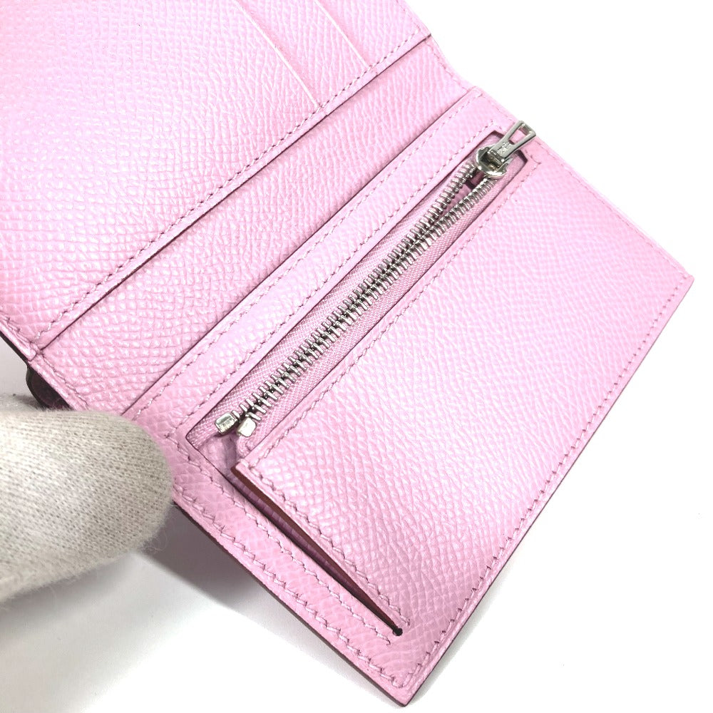 HERMES Trifold wallet Epsom pink Bearn combine