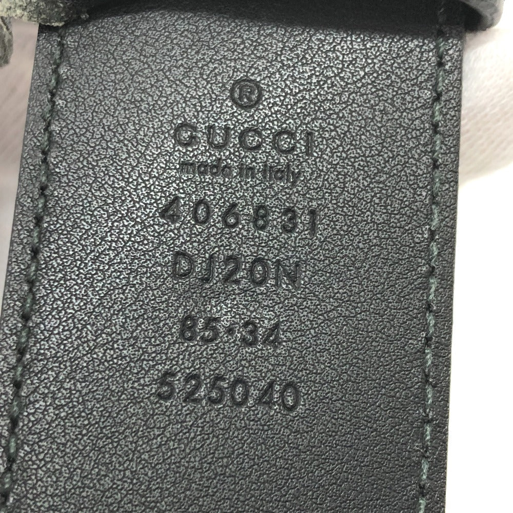 GUCCI belt 406831 leather black Leather belt (double G buckle) mens 85 Used
