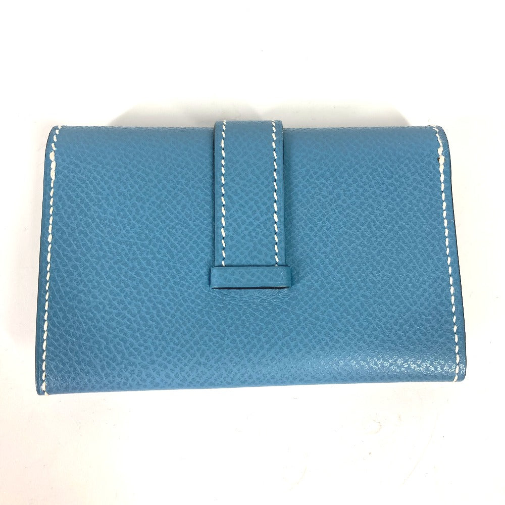 HERMES Card Case leather blue Bean Women Used