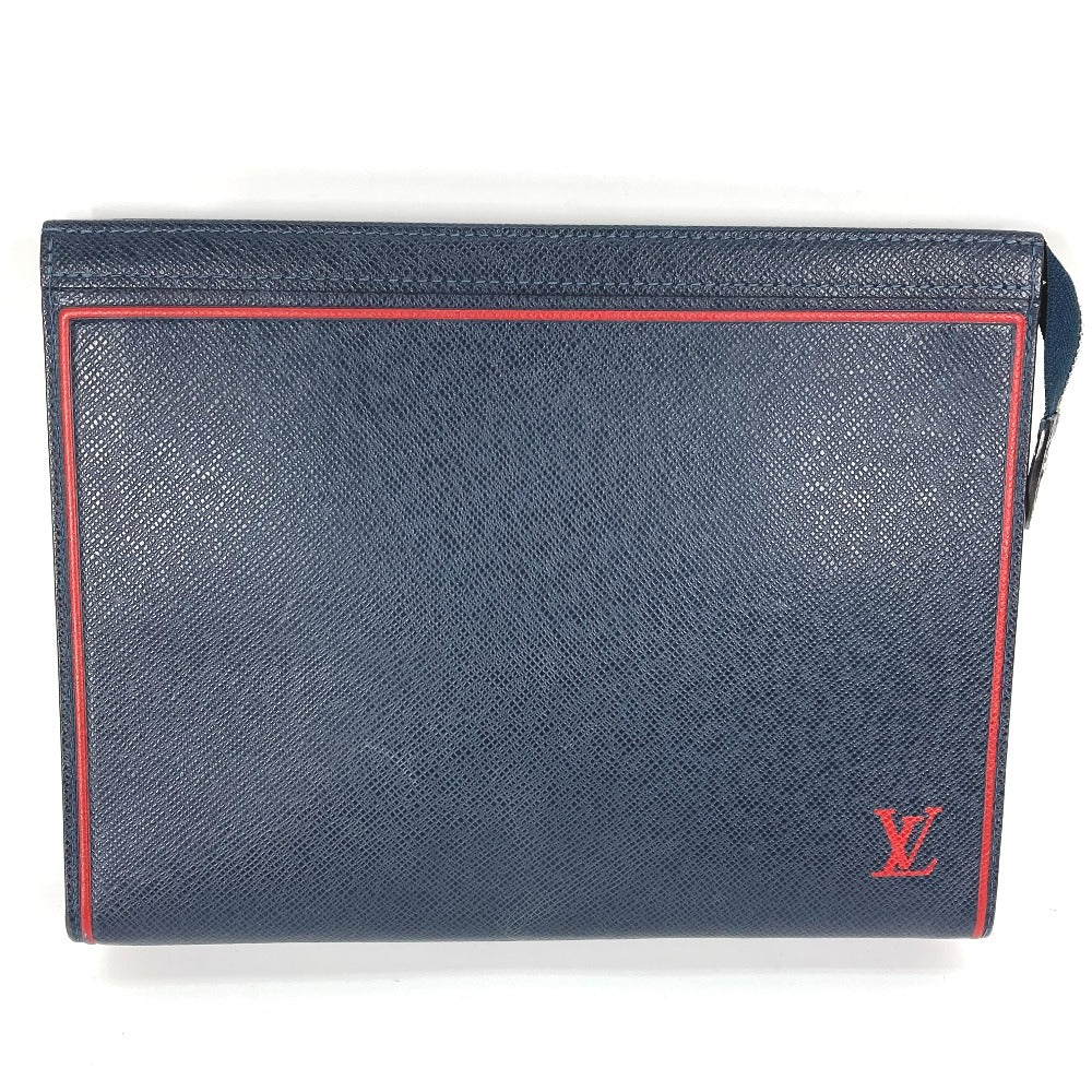 LOUIS VUITTON business bag M63394 Taiga Leather Navy Taiga Pochette Voyage mens Used