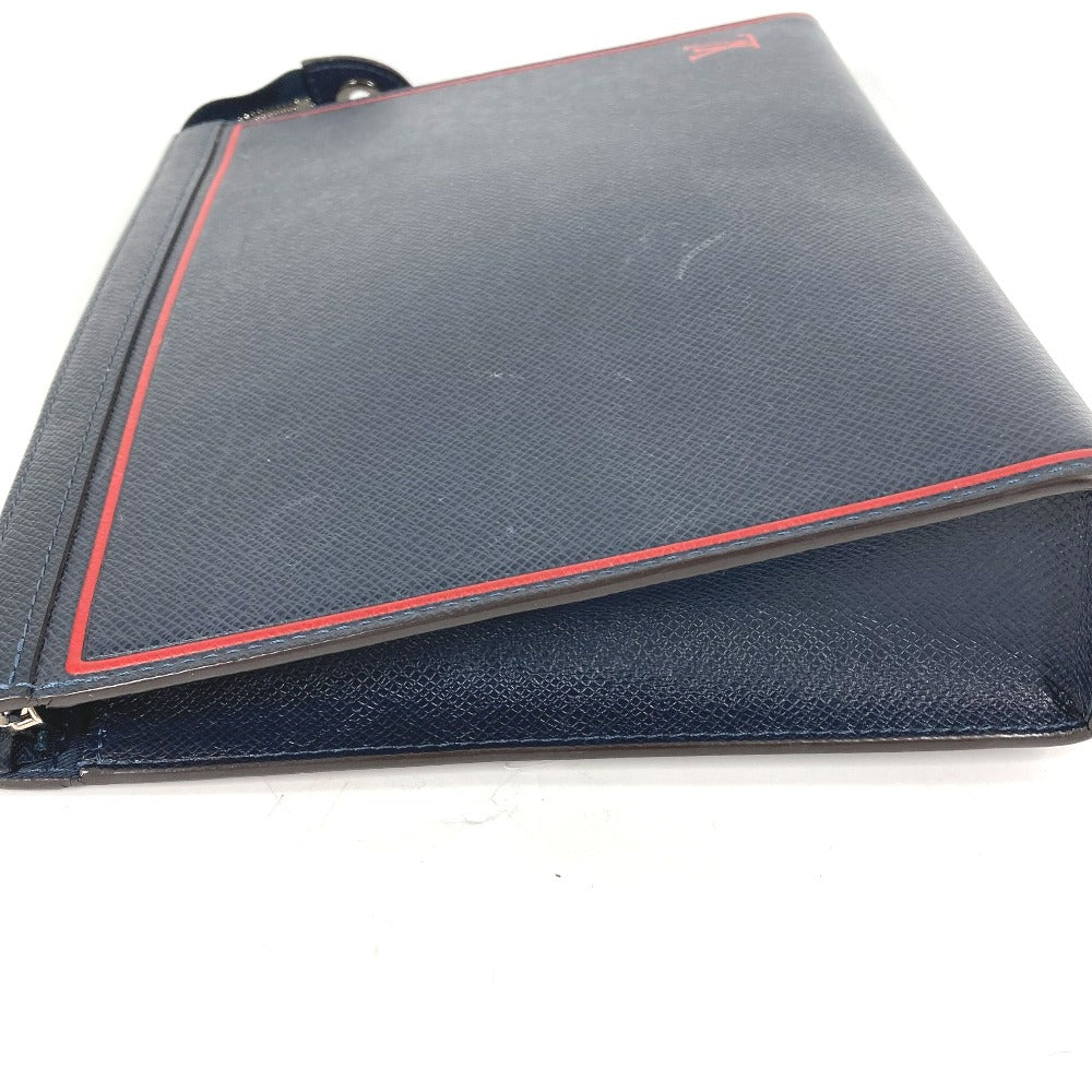 LOUIS VUITTON business bag M63394 Taiga Leather Navy Taiga Pochette Voyage mens Used