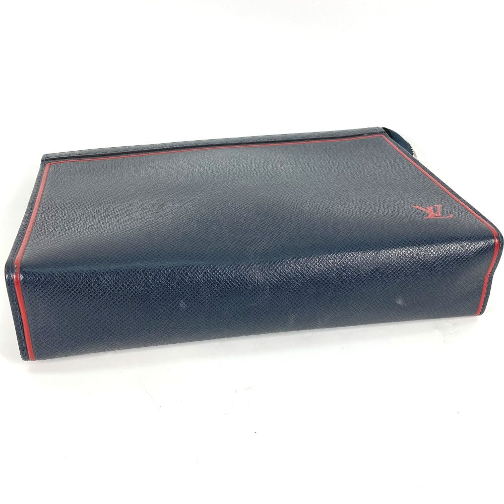 LOUIS VUITTON business bag M63394 Taiga Leather Navy Taiga Pochette Voyage mens Used