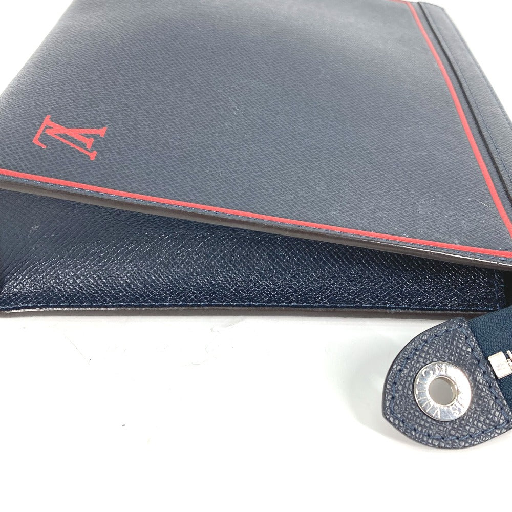 LOUIS VUITTON business bag M63394 Taiga Leather Navy Taiga Pochette Voyage mens Used