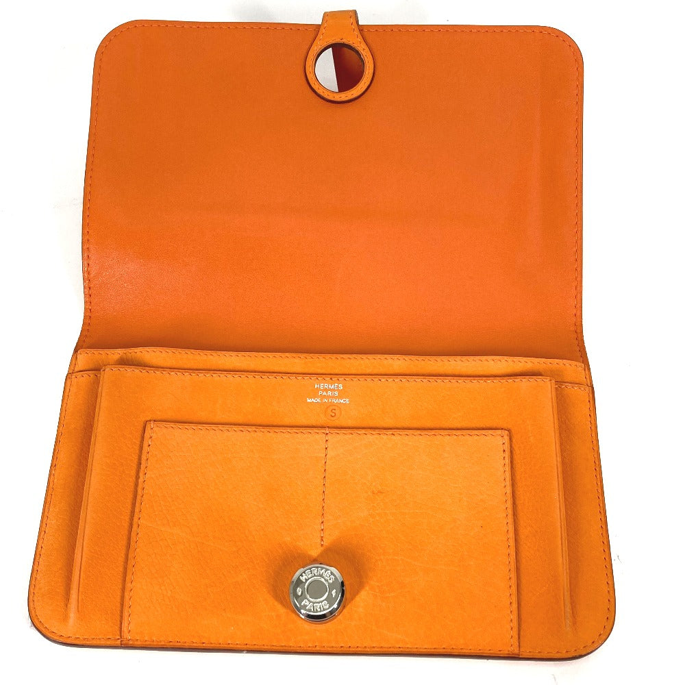 HERMES Long Wallet Purse Nubuck Orange Long wallet Dogon GM Women Used