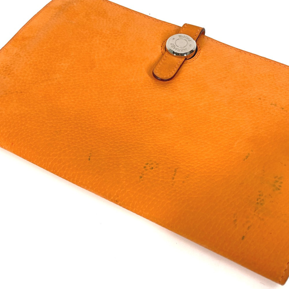 HERMES Long Wallet Purse Nubuck Orange Long wallet Dogon GM Women Used