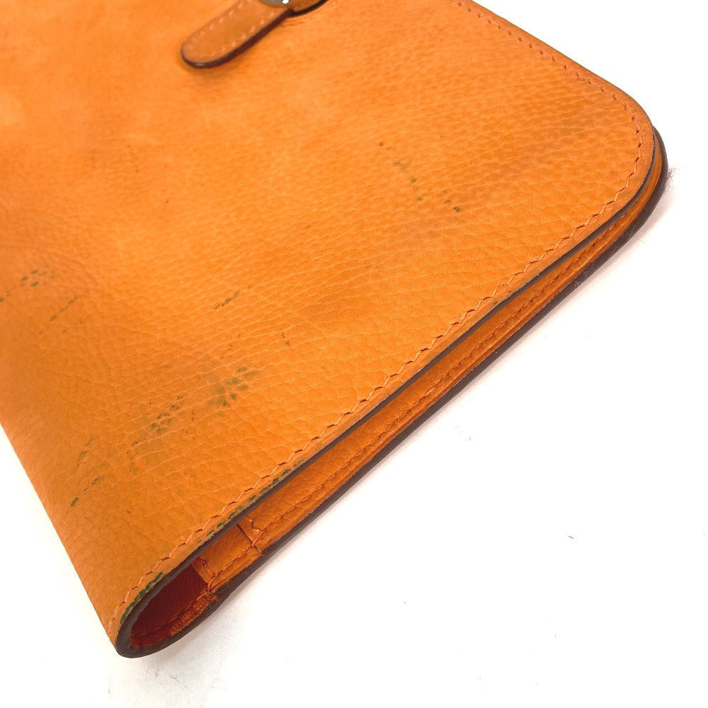 HERMES Long Wallet Purse Nubuck Orange Long wallet Dogon GM Women Used