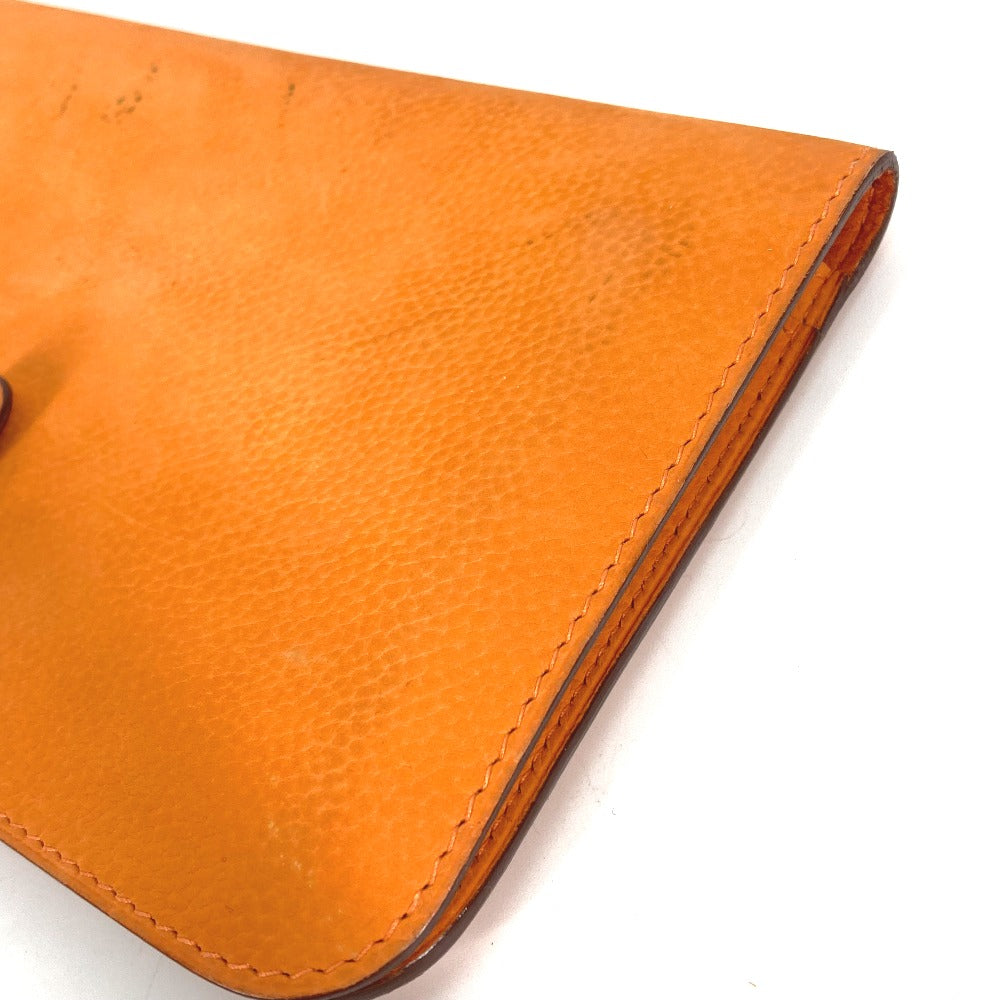 HERMES Long Wallet Purse Nubuck Orange Long wallet Dogon GM Women Used