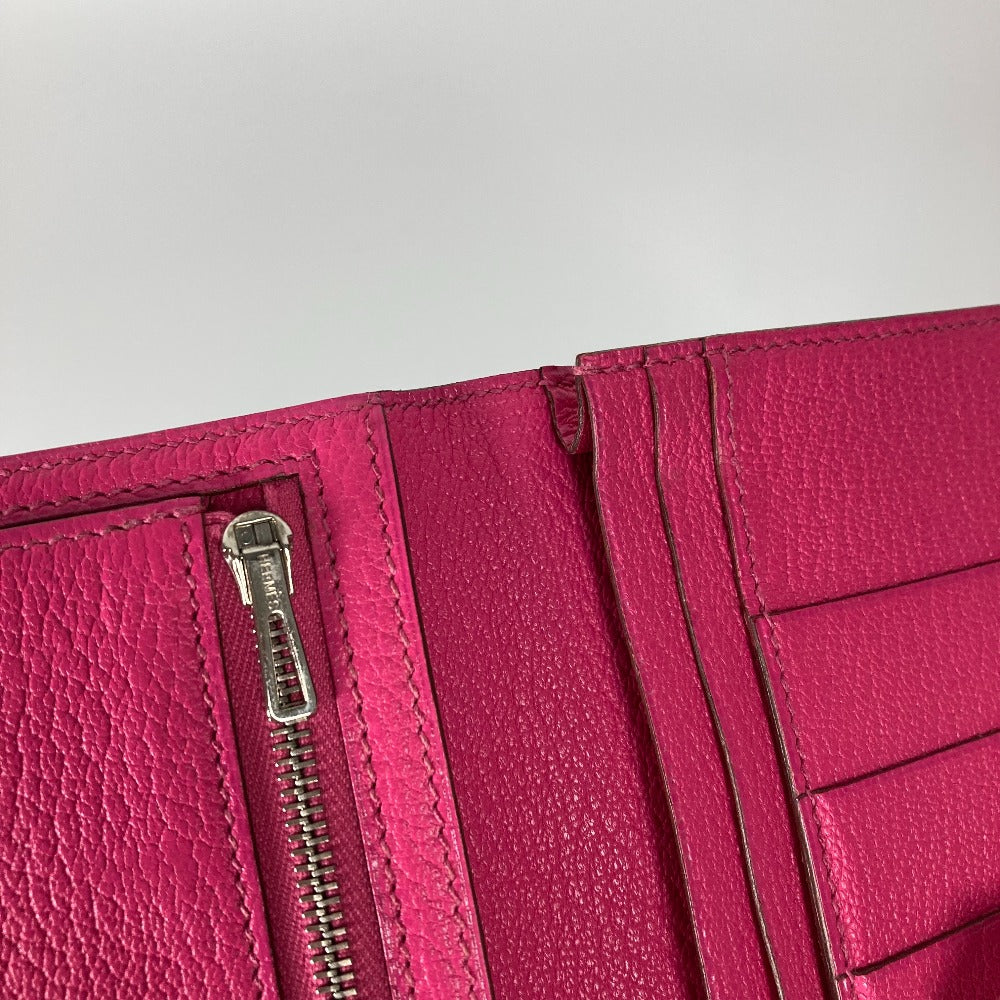 HERMES Long Wallet Purse Shave pink HMetal Bearnsfre Verso Women Used