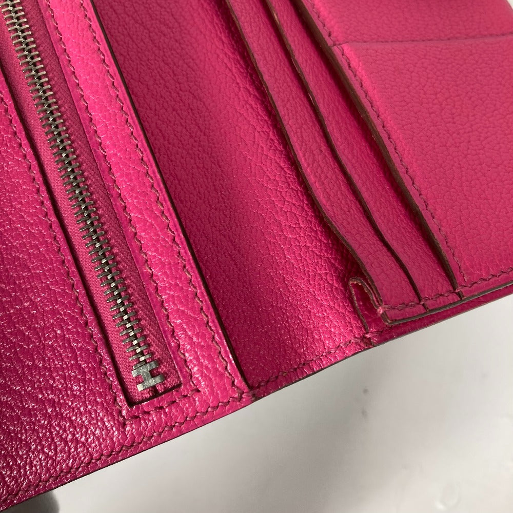 HERMES Long Wallet Purse Shave pink HMetal Bearnsfre Verso Women Used