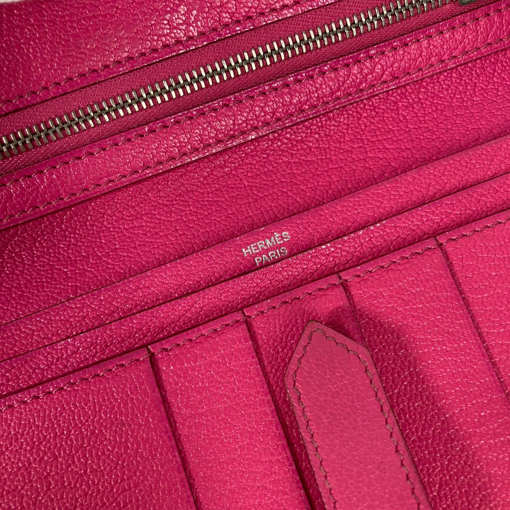 HERMES Long Wallet Purse Shave pink HMetal Bearnsfre Verso Women Used