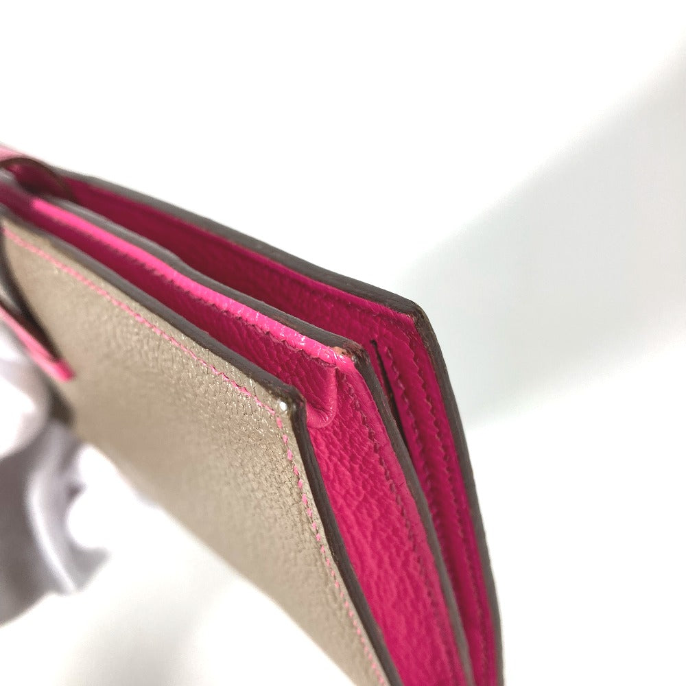 HERMES Long Wallet Purse Shave pink HMetal Bearnsfre Verso Women Used