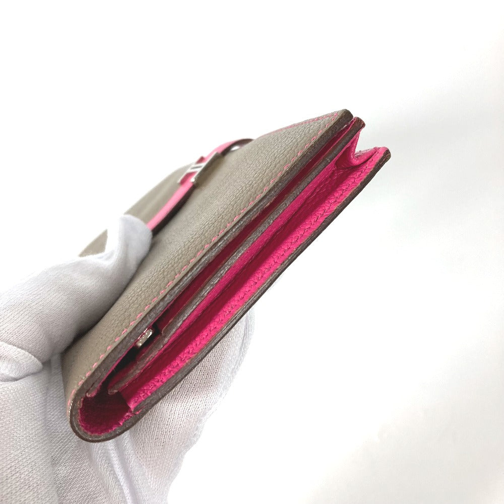 HERMES Long Wallet Purse Shave pink HMetal Bearnsfre Verso Women Used