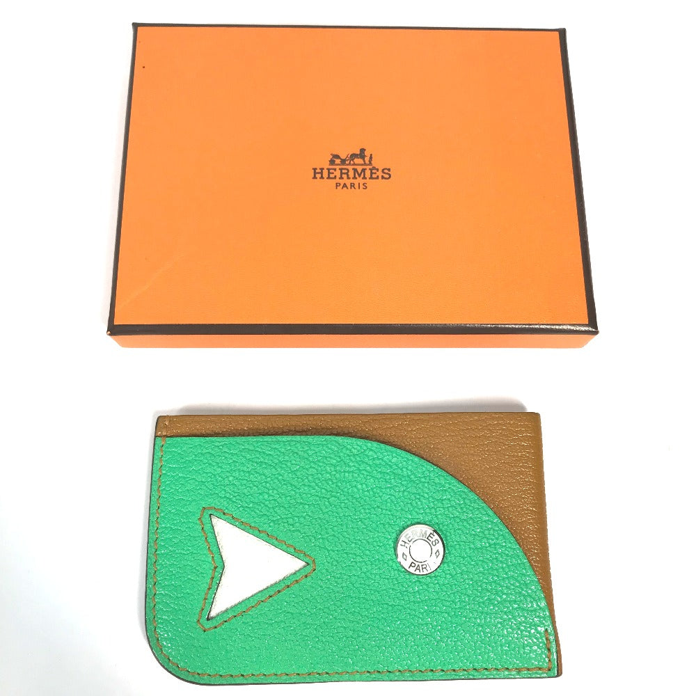 HERMES Card Case Shave green Serie Bicolor Poisson Women Used