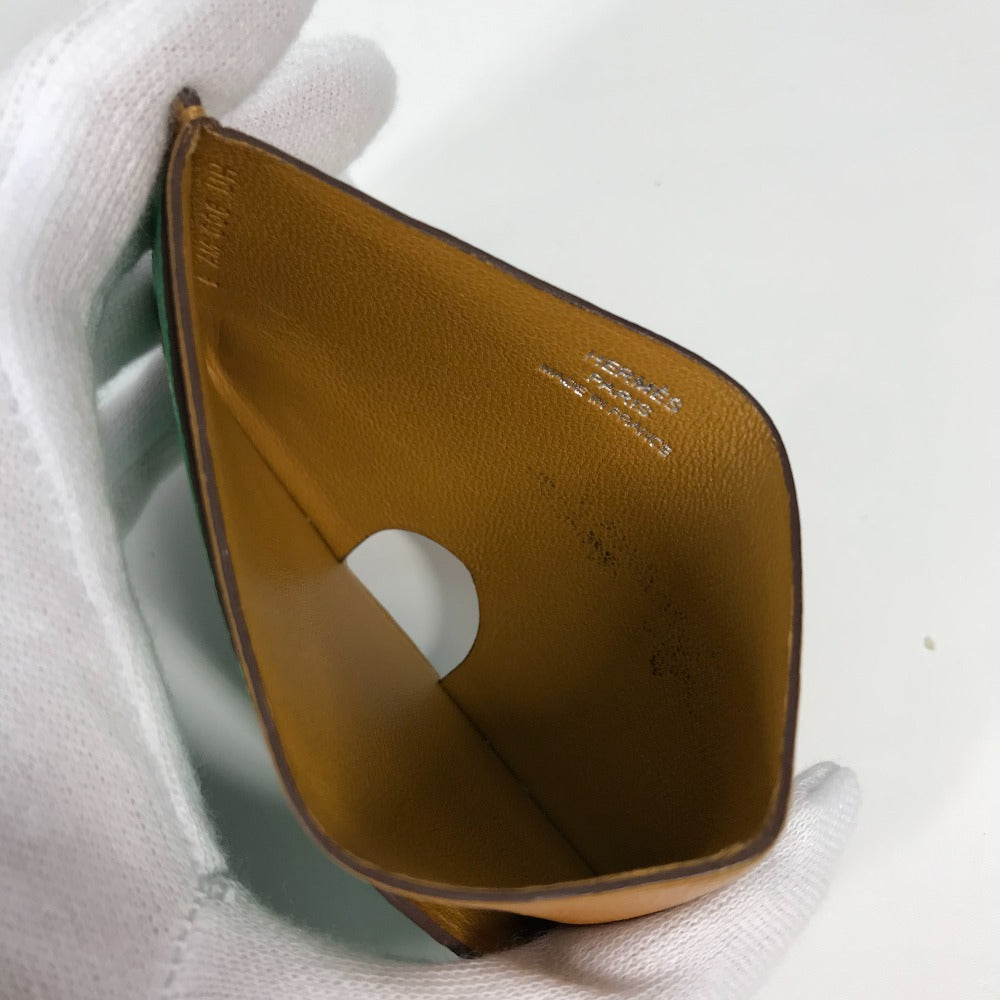 HERMES Card Case Shave green Serie Bicolor Poisson Women Used