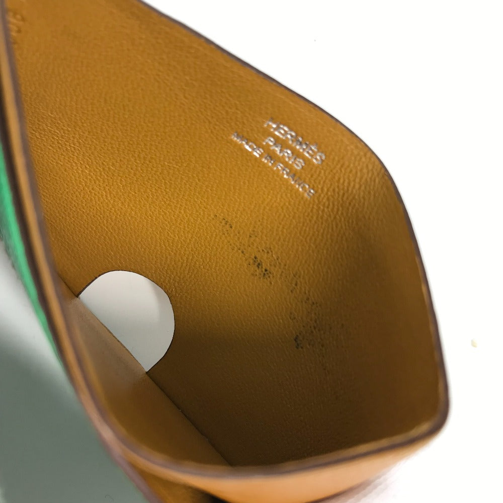 HERMES Card Case Shave green Serie Bicolor Poisson Women Used