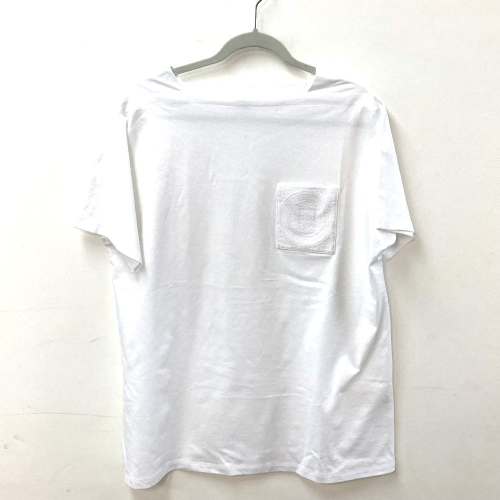 HERMES Short sleeve shirt cotton white H embroidery mosaic Tunic with embroidered pockets Women 40 Used