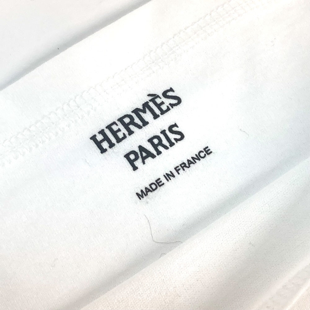 HERMES Short sleeve shirt cotton white H embroidery mosaic Tunic with embroidered pockets Women 40 Used