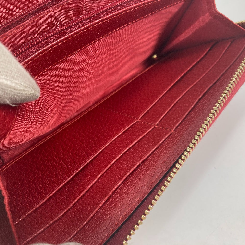 GUCCI Long Wallet Purse 524790 Canvas leather Red Long wallet logo stripe Women Used