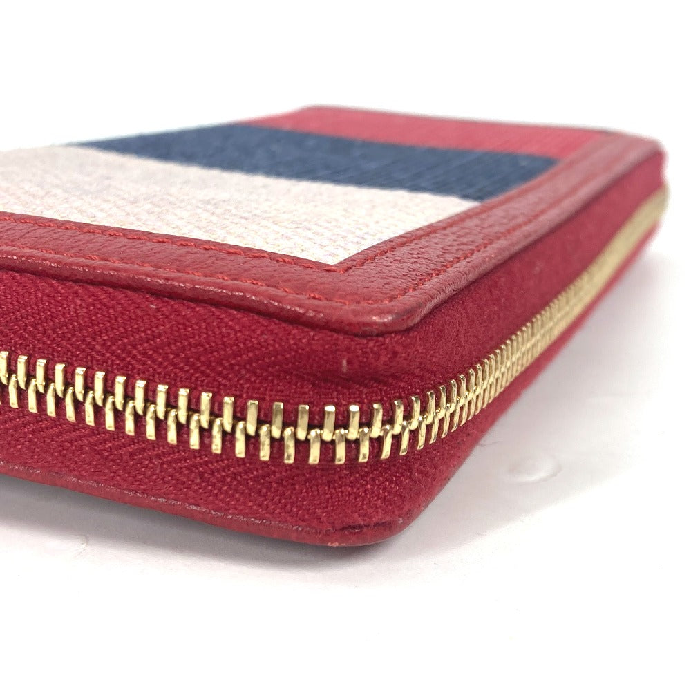 GUCCI Long Wallet Purse 524790 Canvas leather Red Long wallet logo stripe Women Used