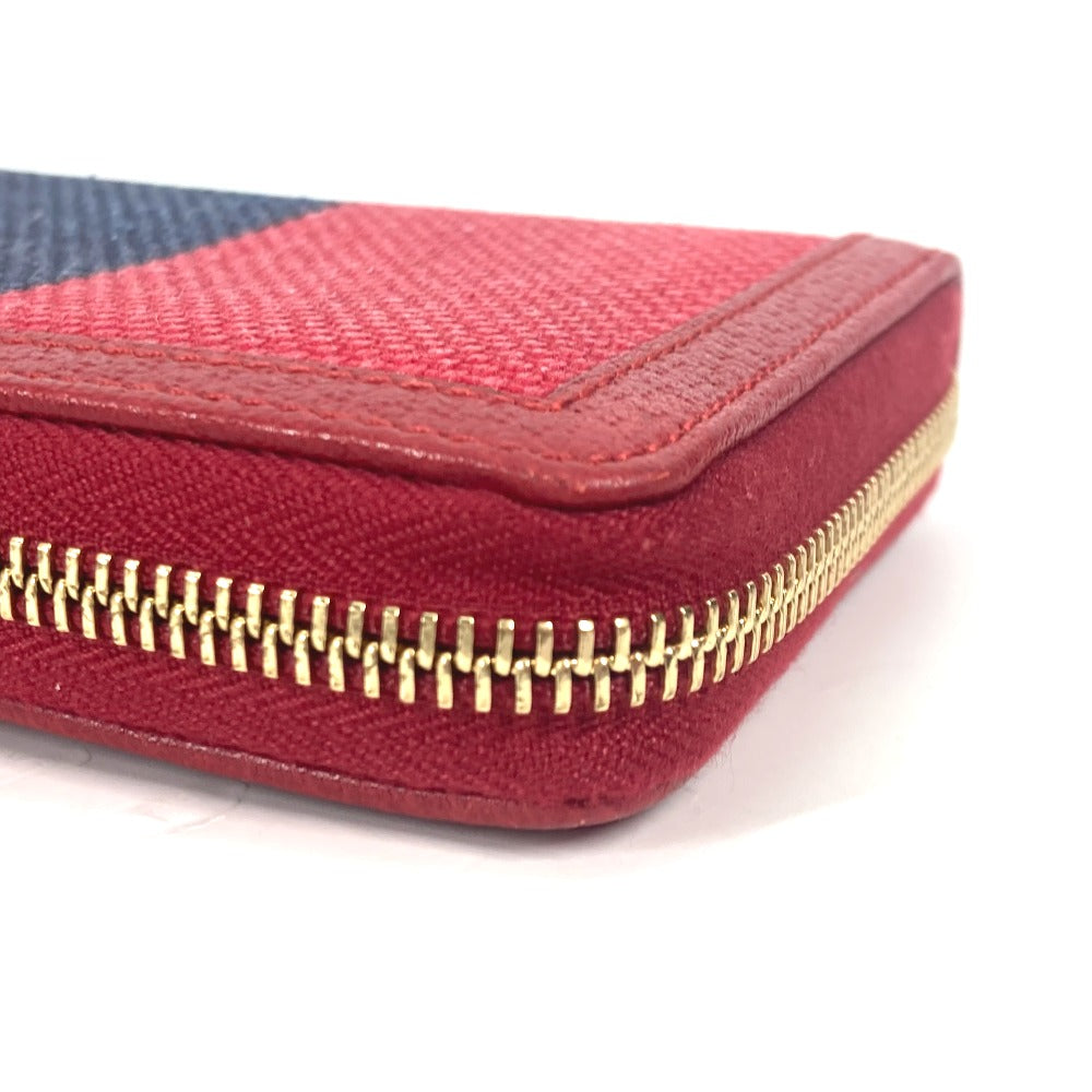 GUCCI Long Wallet Purse 524790 Canvas leather Red Long wallet logo stripe Women Used