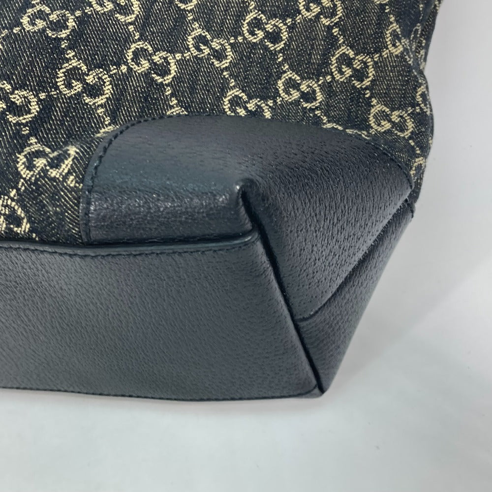 GUCCI Shoulder Bag 631685 Leather / canvas black GG Denim Off-dia Medium Women Used