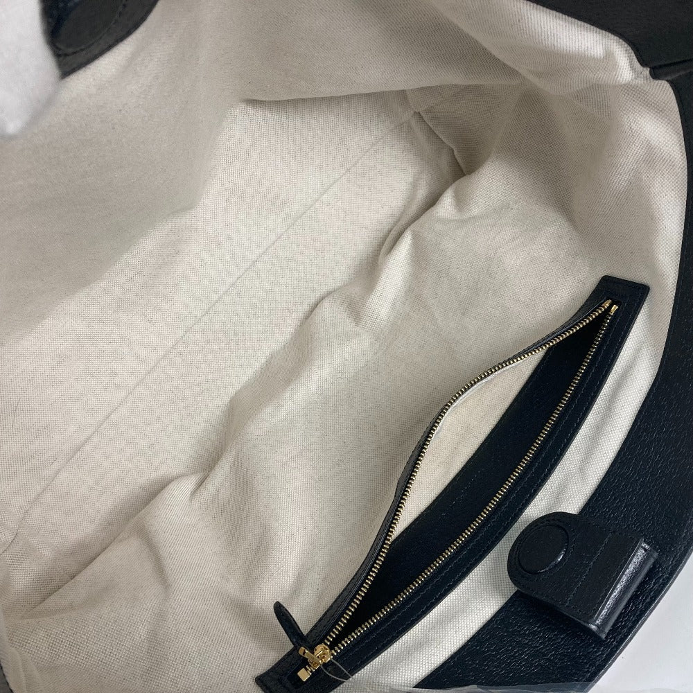 GUCCI Shoulder Bag 631685 Leather / canvas black GG Denim Off-dia Medium Women Used