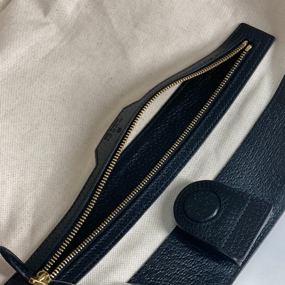 GUCCI Shoulder Bag 631685 Leather / canvas black GG Denim Off-dia Medium Women Used