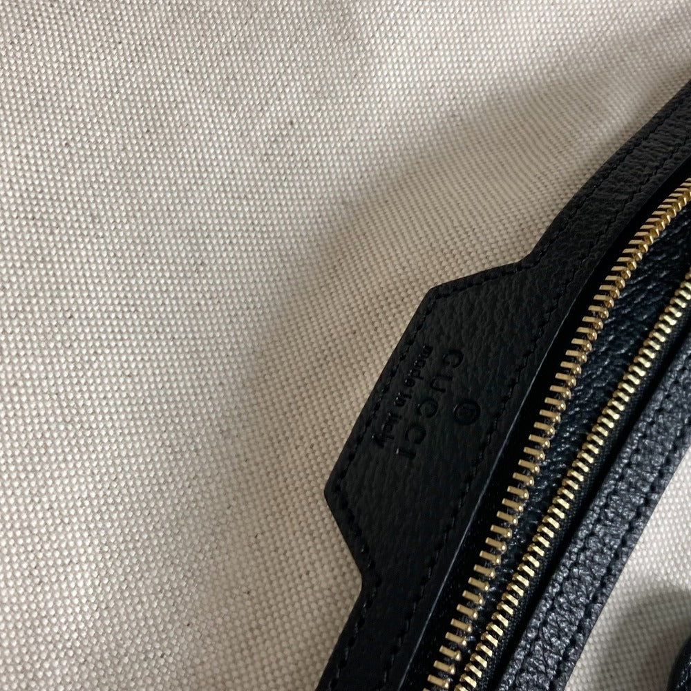 GUCCI Shoulder Bag 631685 Leather / canvas black GG Denim Off-dia Medium Women Used