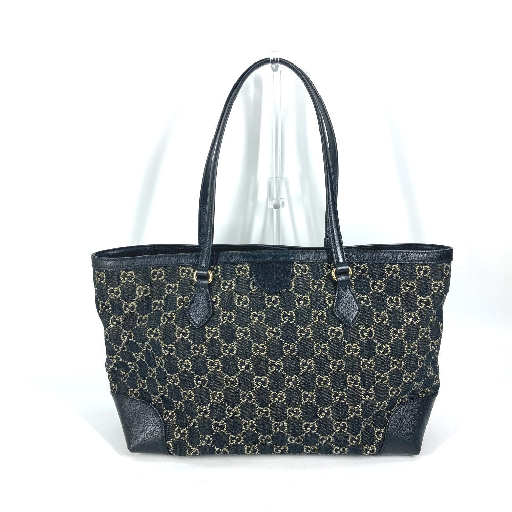 GUCCI Shoulder Bag 631685 Leather / canvas black GG Denim Off-dia Medium Women Used