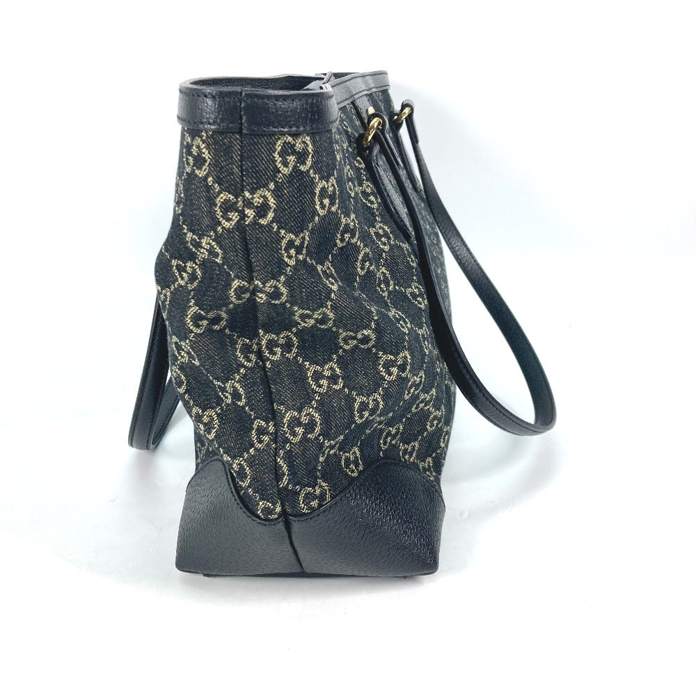 GUCCI Shoulder Bag 631685 Leather / canvas black GG Denim Off-dia Medium Women Used