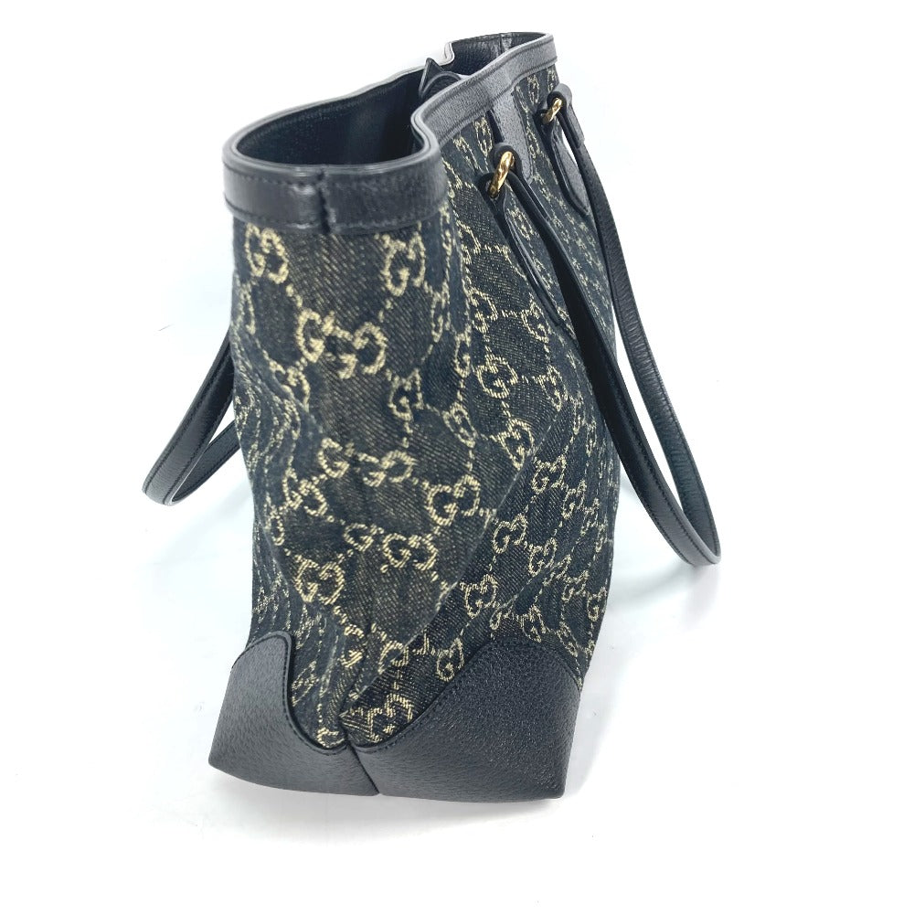 GUCCI Shoulder Bag 631685 Leather / canvas black GG Denim Off-dia Medium Women Used