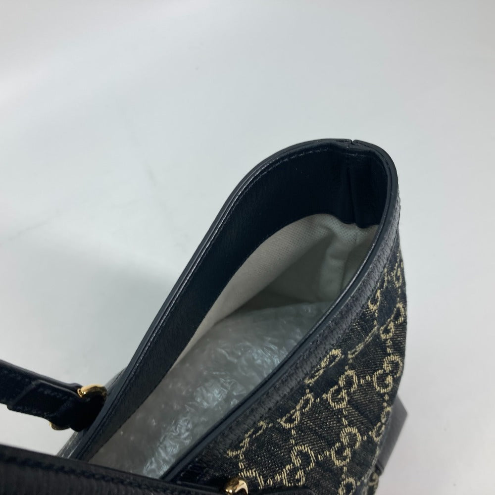 GUCCI Shoulder Bag 631685 Leather / canvas black GG Denim Off-dia Medium Women Used