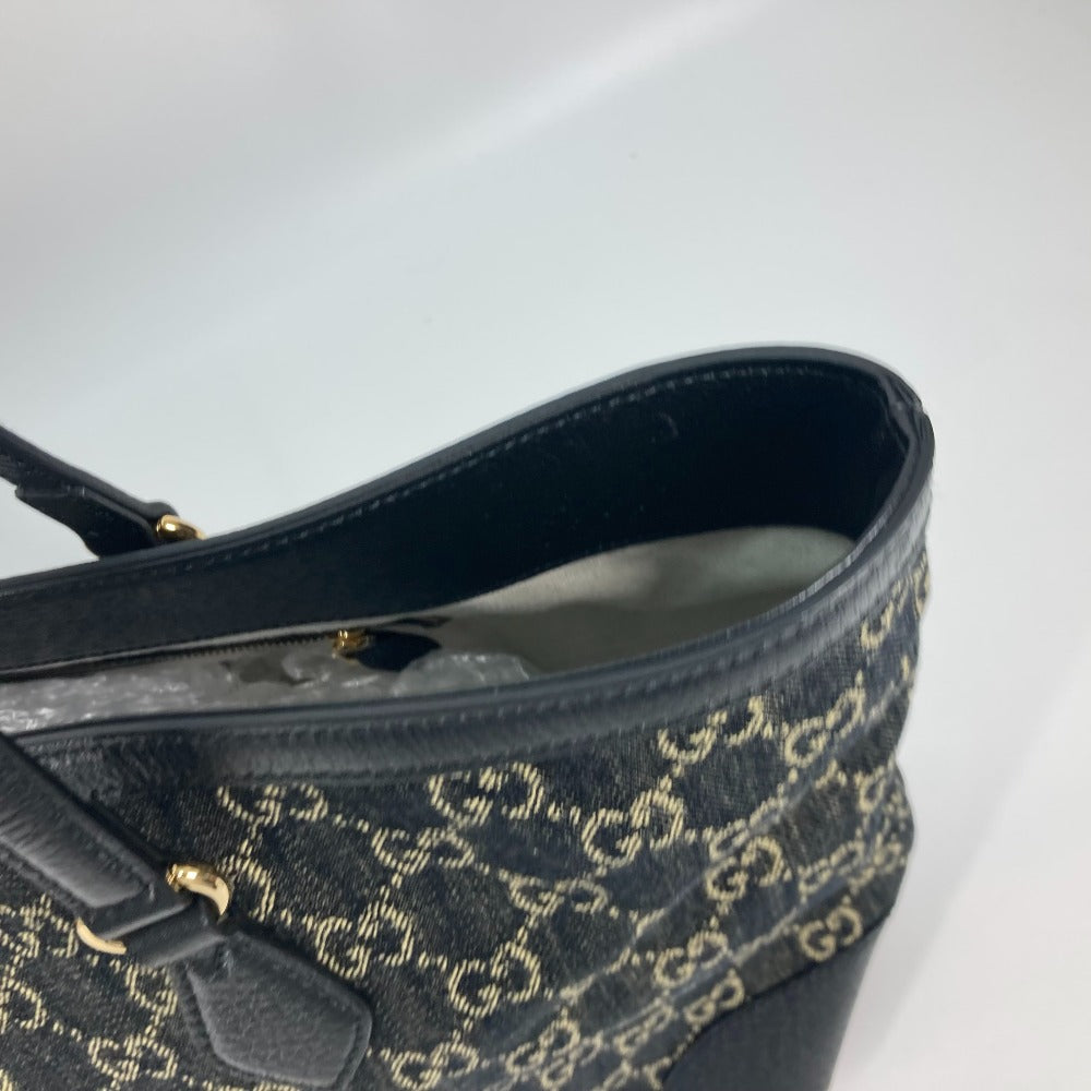 GUCCI Shoulder Bag 631685 Leather / canvas black GG Denim Off-dia Medium Women Used