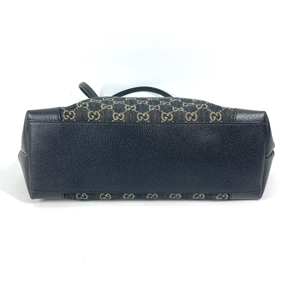 GUCCI Shoulder Bag 631685 Leather / canvas black GG Denim Off-dia Medium Women Used